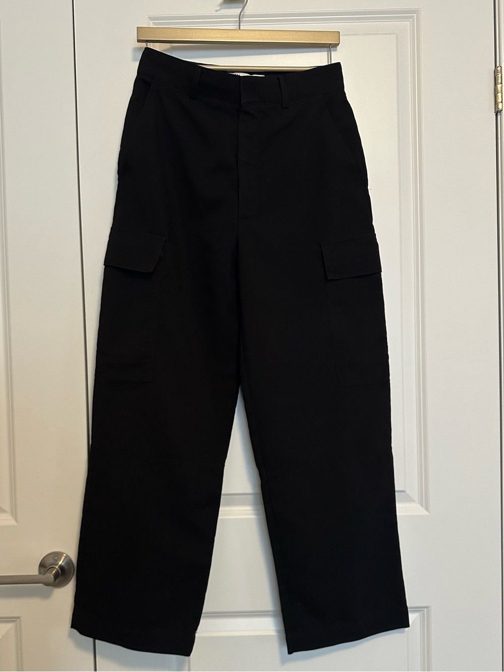 Zara Black Straight Leg Cargo Trouser Pants